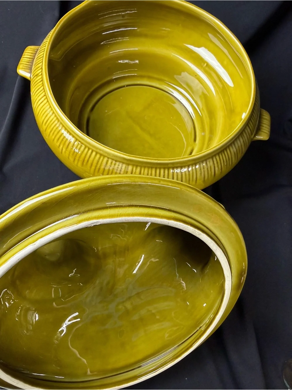 Chicken Nesting Hen Soup Tureen Olive Green Vintage Ceramic Serving Bowl